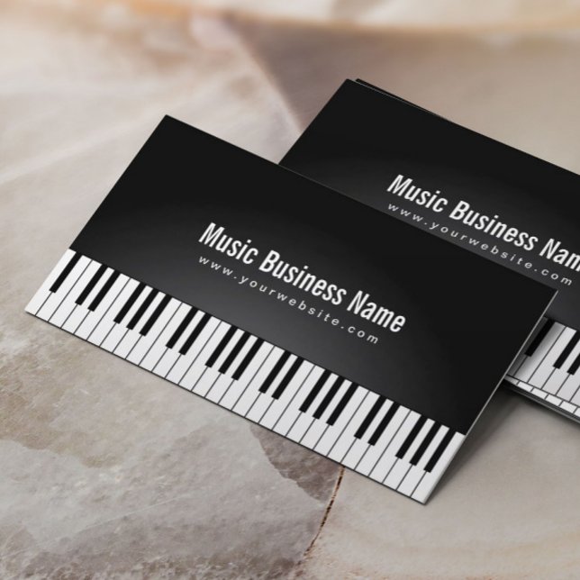 Music Elegant Black Grand Piano Keys Musical Business Card (Creator Uploaded)