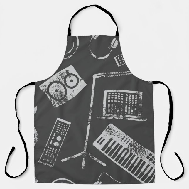 Music elements: vintage seamless background. apron (Front)