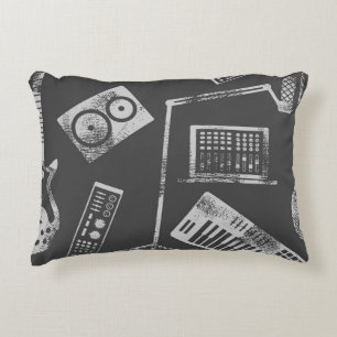 Music elements: vintage seamless background. decorative cushion