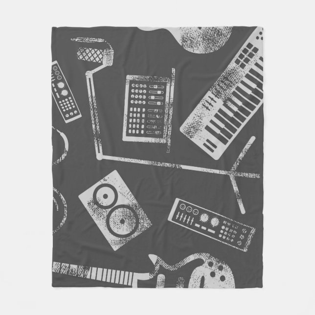 Music elements: vintage seamless background. fleece blanket (Front)