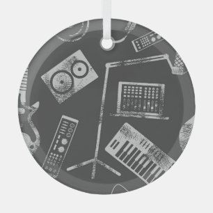 Music elements: vintage seamless background. glass tree decoration