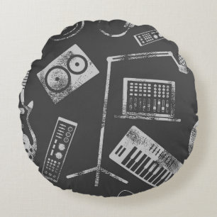 Music elements: vintage seamless background. round cushion