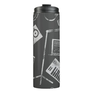 Music elements: vintage seamless background. thermal tumbler