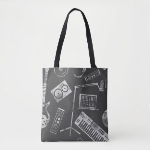 Music elements: vintage seamless background. tote bag
