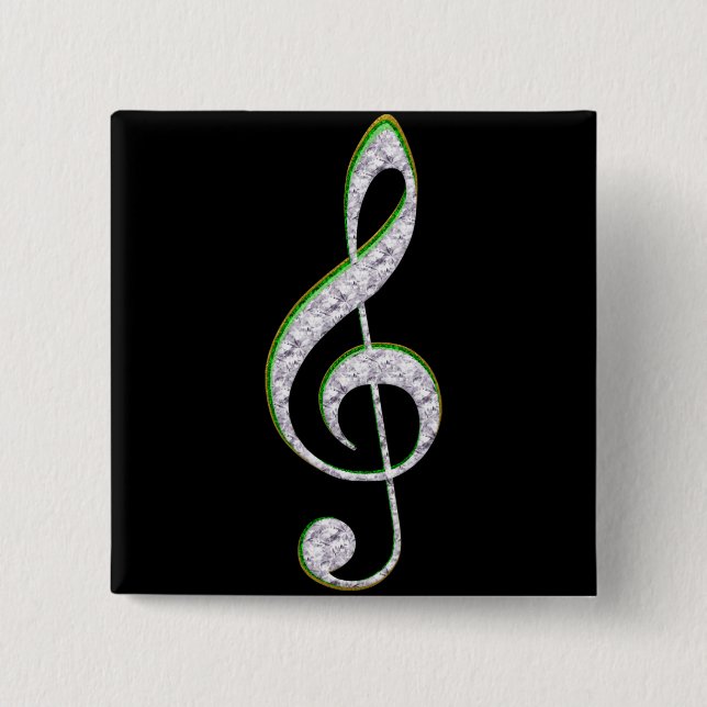 MUSIC Emerald and Diamond Treble Clef 15 Cm Square Badge (Front)