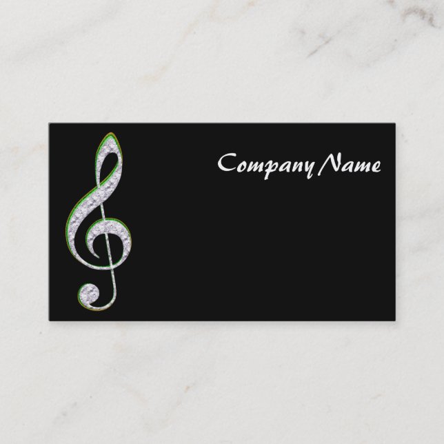 MUSIC Emerald and Diamond Treble Clef Business Card (Front)
