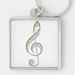 MUSIC Emerald and Diamond Treble Clef Key Ring