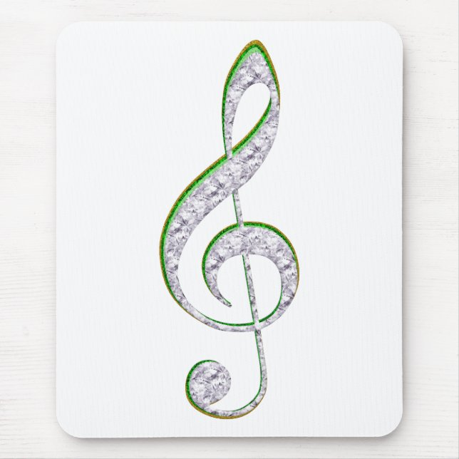 MUSIC Emerald and Diamond Treble Clef Mouse Mat (Front)
