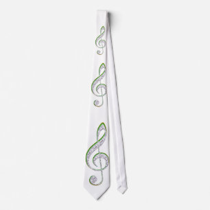 MUSIC Emerald and Diamond Treble Clef Tie