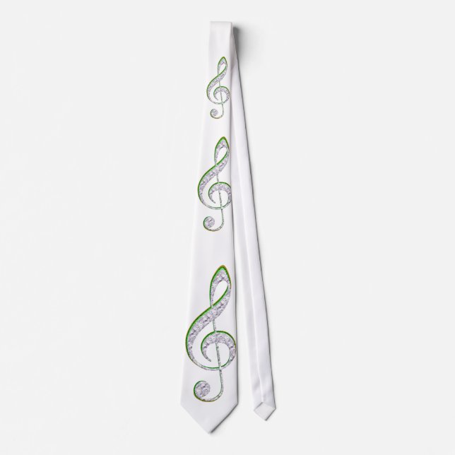 MUSIC Emerald and Diamond Treble Clef Tie (Front)