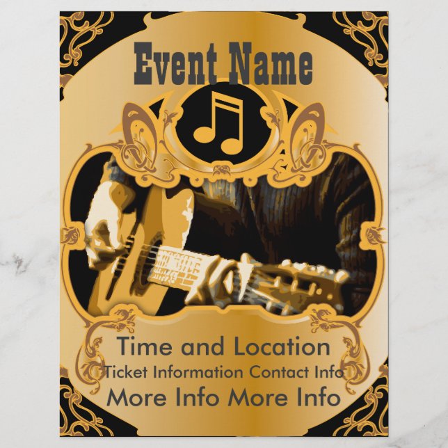 Music Event Vintage Gold Flyer (Front)