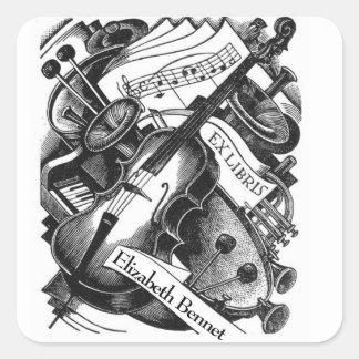 Music Ex Libris bookplate Square Sticker