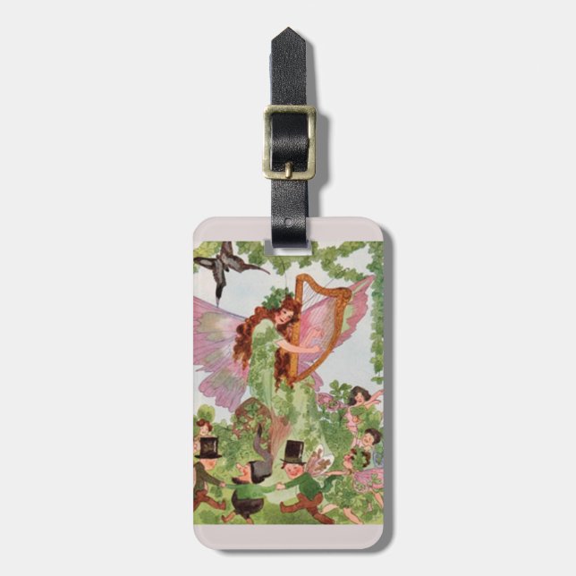 Music Faerie Playing Music Luggage Tag (Front Vertical)