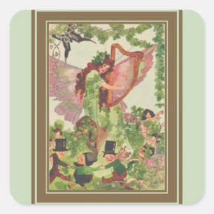 Music Faerie Playing Music Square Sticker