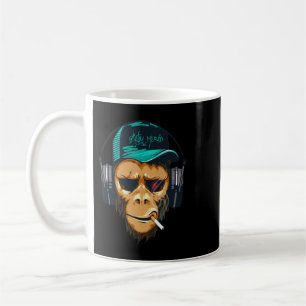 Music fan hipster monkey in headphone chimpanzee coffee mug