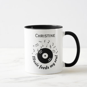 Music Feeds My Soul Vinyl Album With Name Mug