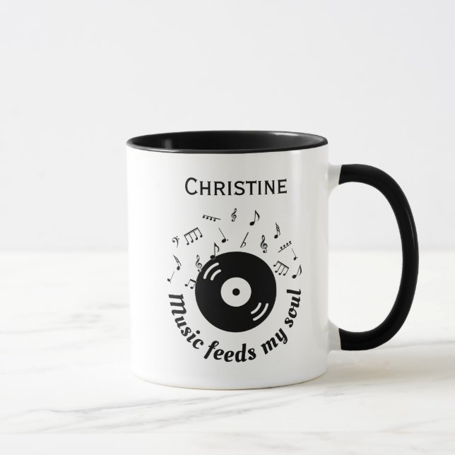 Music Feeds My Soul Vinyl Album With Name Mug (Right)