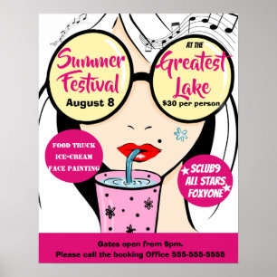 music festival boho flyer, poster charity event