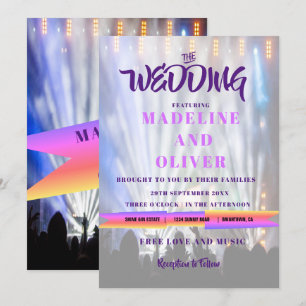 Music Festival Bright Lights  Wedding Invitation