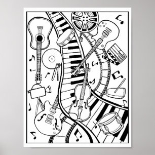 Music Festival Coloring Page Art Poster