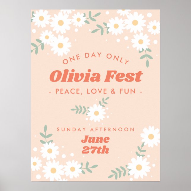 Music Festival Daisy Flower Welcome Sign (Front)