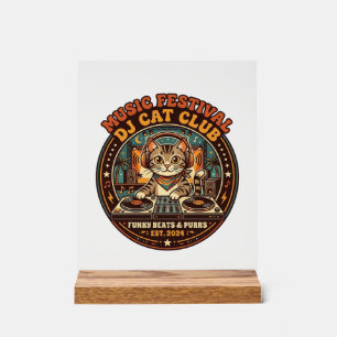 Music Festival DJ Cat Cat Lover Gift - Music Festi Acrylic Sign