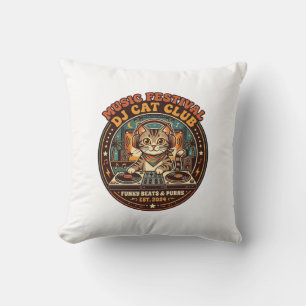 Music Festival DJ Cat Cat Lover Gift - Music Festi Cushion
