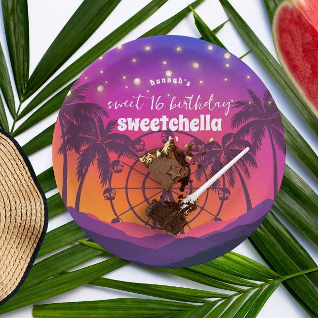 Music Festival | Ferris Wheel Palms Sweet 16 Paper Plate (Creator Uploaded)