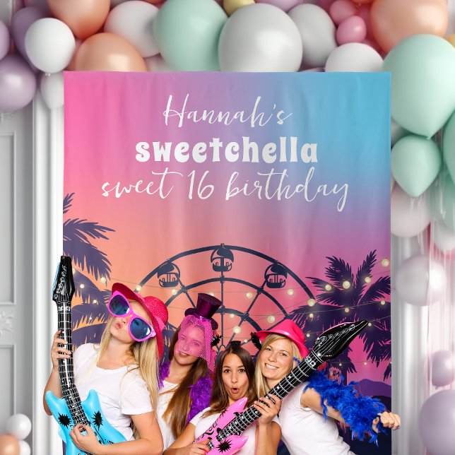 Music Festival | Ferris Wheel Palms Sweet 16 Tapestry (Creator Uploaded)