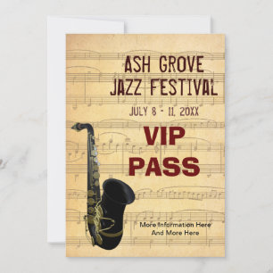 Music Festival Pass Saxophone Music Theme Template