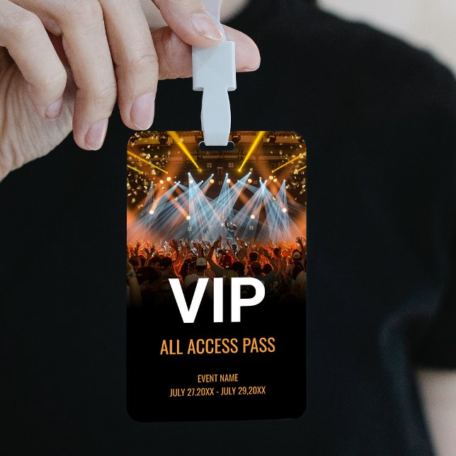 Music Festival VIP All Access Pass Event ID ID Badge (Music Event Backstage Pass Event Staff Badge)