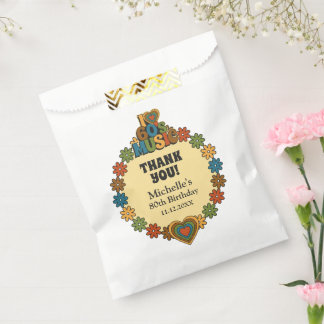 Music Flowers Hearts 60s Groovy Birthday Party Favour Bags