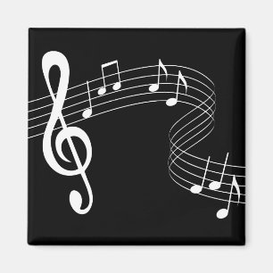 Music Flows White on Black Magnet