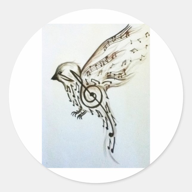 Music flys classic round sticker (Front)