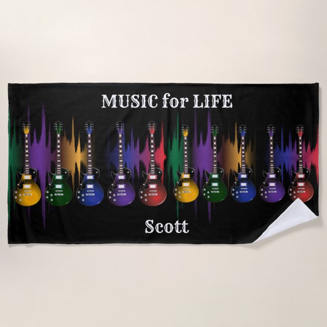 Music for Life Guitar Beach Towel (Front)