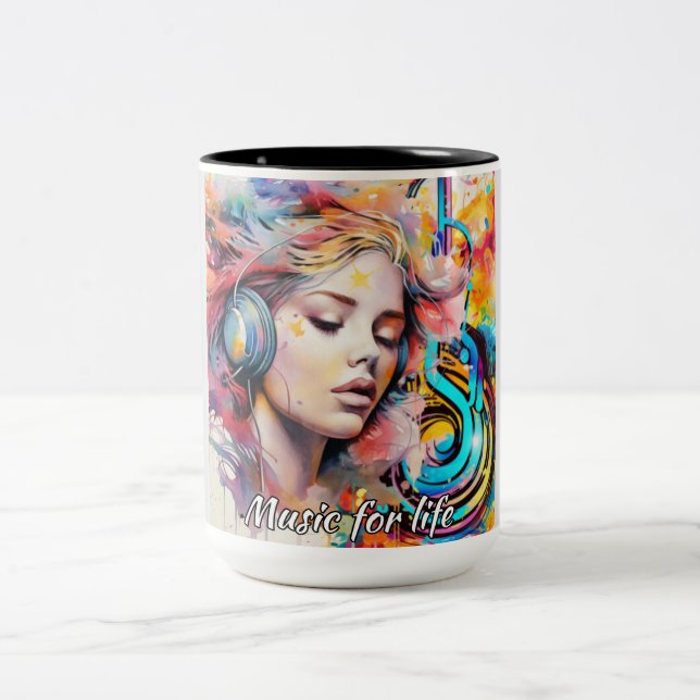 Music for life Two-Tone coffee mug (Center)