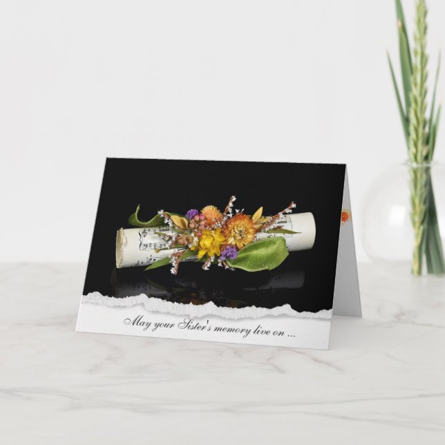 Music for Loss of Sister Sympathy  Card (Front)