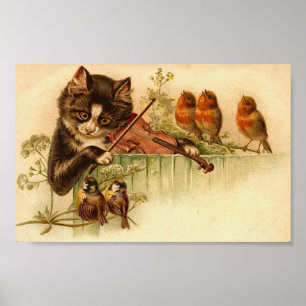 Music For The Birds, Cat and Birds Poster