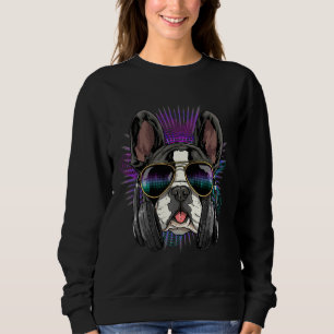 Music French Bulldog Dj With Headphones Musical Do Sweatshirt