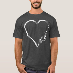Music Frequency Cute Heart Notes Clef Musicians Mu T-Shirt