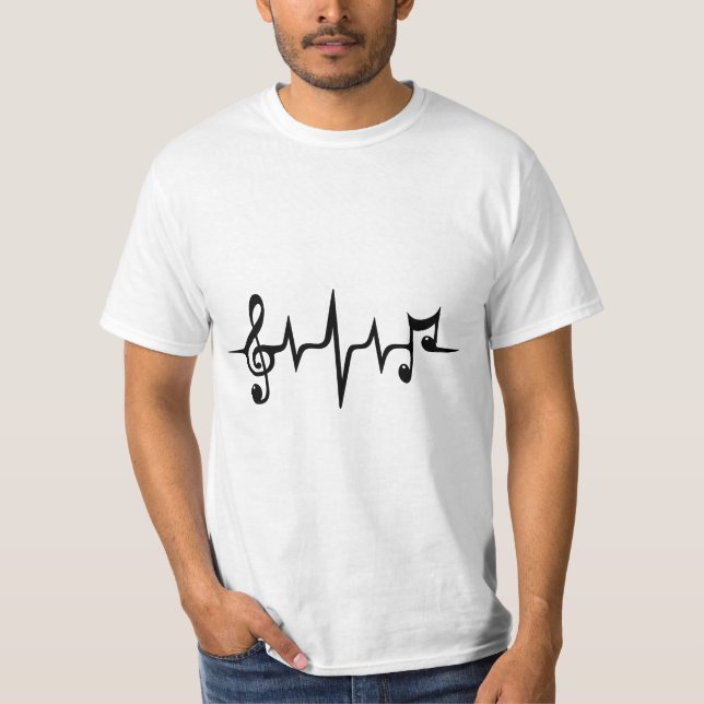 Music Frequency Sound Wave Pulse Treble Clef Music T-Shirt (Front)