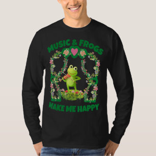 Music & Frogs Make Me Happy Spring Cute Frog Toad T-Shirt