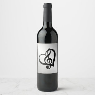 Music G Heart on Silver Wine Label