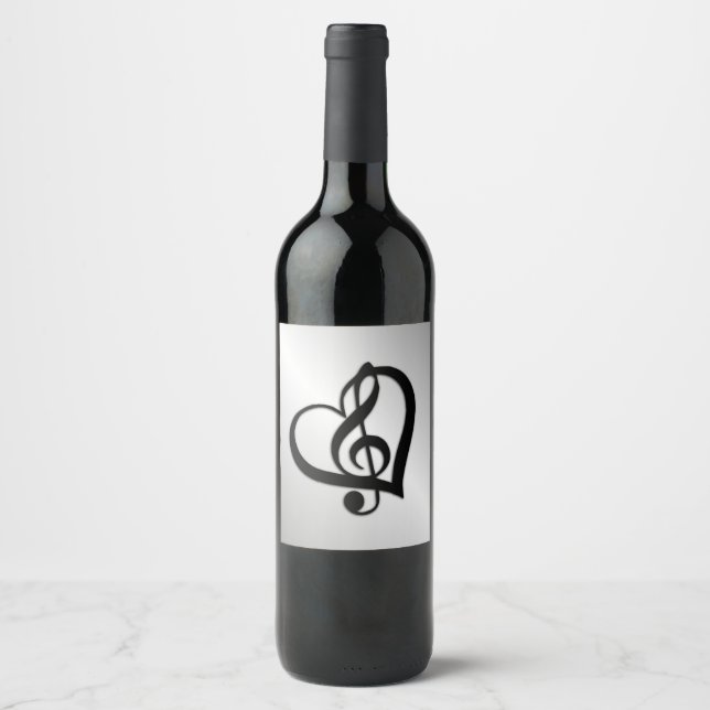 Music G Heart on Silver Wine Label (Front)