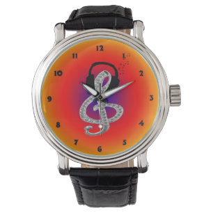 Music gclef with headset watch