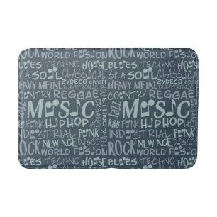Music Genres Word Collage bath mats