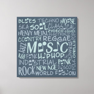 Music Genres Word Collage canvas print