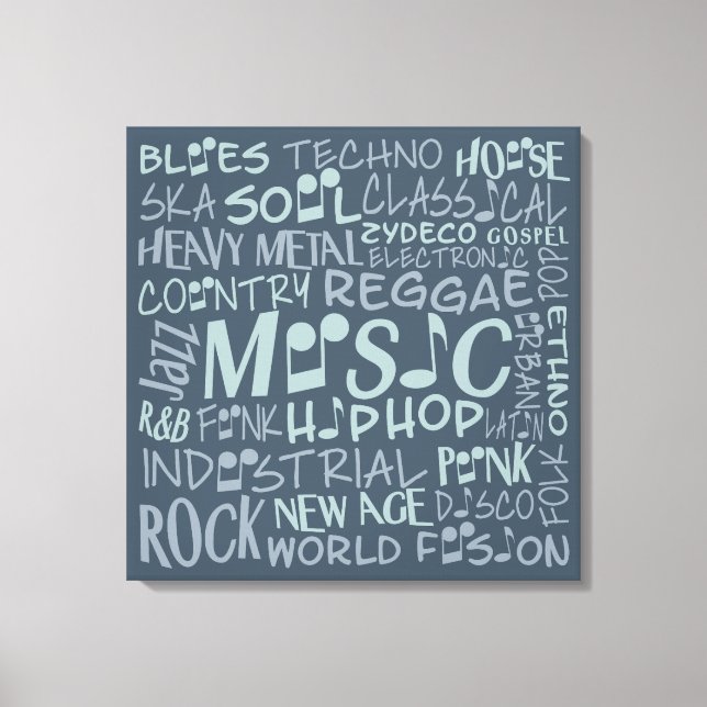 Music Genres Word Collage canvas print (Front)