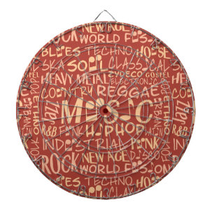 Music Genres Word Collage dart board