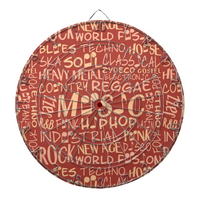 Music Genres Word Collage dart board (Front)